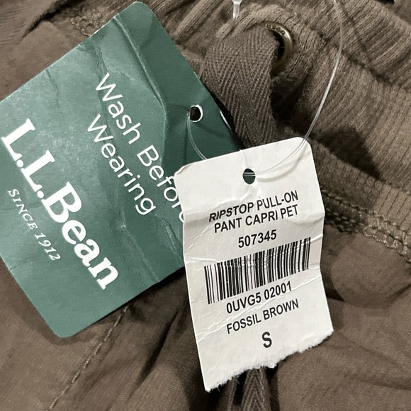 LL BEAN Stretch Ripstop Pull-On Capri Pants Women's Small Petite Fossil Brown - Picture 9 of 12